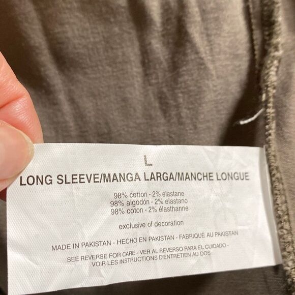 Skinny Girl Womens Camo Military Jacket Button Raw Edge Stretch Green Large - Picture 12 of 14